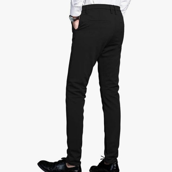 Plaid & Plain Men's Stretch Dress Pants Slim Fit Skinny 34W x 32L Black NEW 34 - Picture 2 of 11